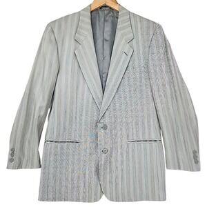 Principe Marzotto Blazer 40R Mens Gray Wool Silk Striped Sport Coat Italy Luxury